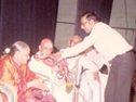 On the occasion of celebrating his Guru's Birth Centenary ( Madras,1990),Venkatesan paying respects to Semmangudi & D.K.Pattammal 